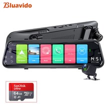 내비게이션 호환Bluavido-10 인치 4G 안드로이드 8.1 자동차 미러 비디오 레코더 GPS 네비게이션 ADAS 후면, 03 Add 64G Card