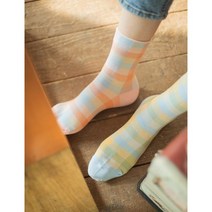 국산 여성 파스텔 체크무늬 패션양말 고급진 색감 5컬러