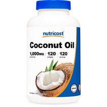 뉴트리코스트 코코넛 오일 1 000mg 캡슐 120캡슐 1서빙 1 000mg 120회분 Coconut Oil Softgels [1000 MG] [120 SFG], 1개