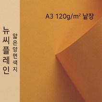 뉴씨플레인 종이문화 얇은 양면색지 120g A3 낱장 1매 No.24 노랑갈색, 1장