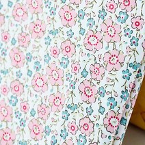 리버티 패브릭 포플린 플로랄 퓨어 코튼 데이지 천 목가적 인 재봉 액세서리 DIY 수제 하프 미터 린넨코튼원단, CHINA, 0.5mX1.4m, 17 Blue Pink Flowers