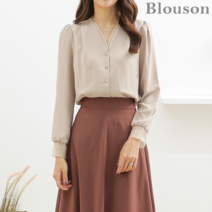 블루종 한정/패플단독 블루종 심플 노방 배색 블라우스_B2202BL030A