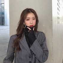 여성 쉬폰 레이스 블라우스 과 겨울 틈새 디자인 하이넥 메쉬 탑 긴팔 바닥