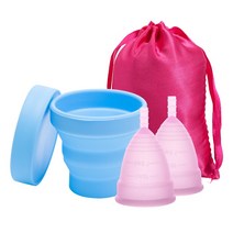 생리컵 의료 실리콘 생리 컵 살균기 여성 위생 살균 기간, [02] 2cup-Pink-1SterBlue, [02] S Size