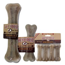 트릿하우스 강아지껌 프레스본-내츄럴 소가죽 껌, 네츄럴, 3인치(4P), 4p