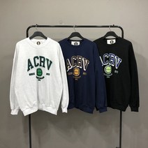 맨스토리 오버핏 ACRV 나염 레터링 맨투맨