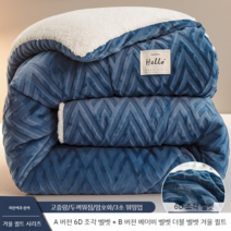 새겨진 벨벳 양고기 이불 겨울 두꺼운 따뜻한 기숙사 독신학생 가을과 공간 코어 천연양털이불, 3 블루-화아트 3초속보온 A형 항균대두충전