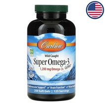 칼슨랩스 슈퍼오메가3 EPA DHA 1200mg 피쉬오일 비타민E 알파토코페롤 250캡슐, 1개, 250개