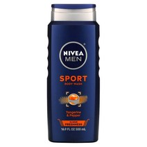 Nivea (니베아) Nivea 남성용 스포츠 바디 워시 탠저린 & 페퍼 500ml(16.9fl oz), 5개