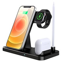 LECHLY 무선 충전기 Apple Watch Airpods Pro용 4 in 1 유도 충전 스테이션 iPhone 12/SE/11/X/XR/Xs Max/8 Samsung Galaxy S20/S10용 Qi 인증 무선 충전기 -15736, 무선 충전 스테이션 - 로즈 골드