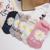 브로시스삭스 여성용 학생 플라워 꽃무늬 자수 포인트 패션 중목 양말 5켤레 세트