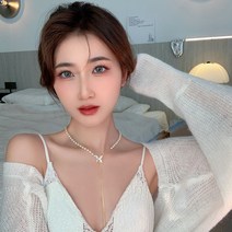 FANSYLI 여성 큐빅 진주 목걸이 미니멀 럭셔리 쇄골체인 81호 230315F