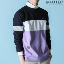 하트비트 베스랜 맨투맨 베이직핏 배색 라운드 긴팔 티셔츠 커플룩 단체복 남자 여자 남여공용 빅사이즈 커플티 단체티