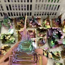 50-150g 비스무트 자연석 장식 비스무트 다채로운 금속 컬렉션을위한 아름다운 자연 안티몬 광석 견본, 120-150g