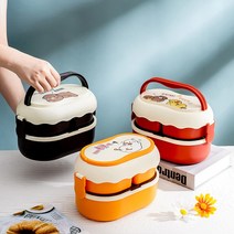 수저트 포함 도시락통 어린이집도시락 런치박스 이층 런치박스+304 스테인리스강 보온 도시락통 LMFH026, PP, 갈색