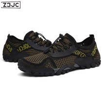 Z3JC 남성 여름 속건 미끄럼 방지 가벼운 그물 수륙 양서 야외 등산 스쿠터 남성 자전거 라이딩화, Z3JC 밀리터리그린316, 230mm 스탠다드