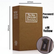 열쇠보관함 학생 선물 사전 mini safe box book hidden secret key lock coin bank card jewelery private diary JX, 비밀번호 노란색 m