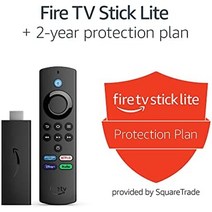 TV 스트리밍 장치 영상 송수신기 셋톱박스 Fire Stick Lite 무료 및 라이브, 2년 보호 플랜 포함