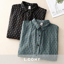탑온탑 [탑온탑] 포켄 도트셔링 블라우스