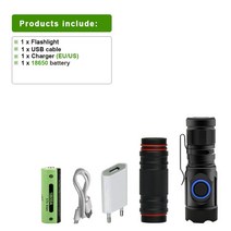 200000 루멘 가장 강력한 미니 전술 LED 자전거라이트캠핑렌던손전등 USB XPG3 토치 방수 18350 또는 18650 배터리 충전식, HD509D1, 은