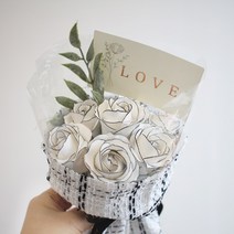 달리베리 7송이 비누장미 꽃다발 졸업식 생일 발렌타인 화이트데이 선물, 화이트(포장지-화이트)