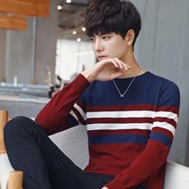 (당일발송/특가) 가바바 남성 삼선배색 포인트색 니트 G937