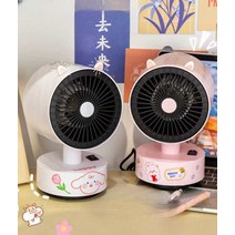 미니 마카롱히터 사무실 데스크탑 온풍기, 화이트+스티커+토끼귀패치+3미터연장코드