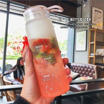 내열유리 강화유리 그라데이션 텀블러 500ml, 오렌지