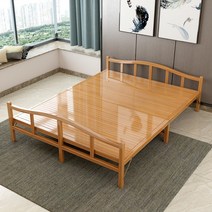 접이식 평상 침대 베란다 야외용 옥상 미니 평상 실내 원목 단순 나무 행진, 너비 150x197 길이 → 두껍고 강화 된 갈색