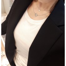 동그라미 팬던트 심플한 두줄 실버 목걸이