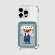 디자인스킨 공용 부착형 자수 파티 카드 케이스, 그린/비코