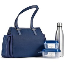 Fit+Fresh Copley Adult Insulated Lunch Bag 여성들은 도시락 또는 점심 토트로 사랑합니다 - 여성을 위한 귀여운 작은 도시락 상자 도시락 남자, 해군