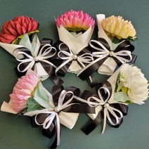 가을 국화 한송이 조화 미니 꽃다발 납골당 남골당 추모공간 추모공원 수목장 봉안당 비석, 핑크, 큐방부착