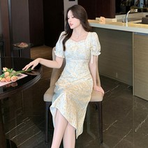 스퀘어드 프렌치 플라워 원피스