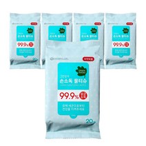 그린핑거 손소독물티슈(살균소독99.9%)휴대용20매x5팩