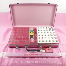 마작 Hellokitty 헬로 키티 새로운 결혼 선물 대형 핑크 가정용 손으로 문지른, 40호 키티 크리스탈 파우더 + 카드자 + 식탁보