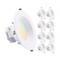 TORCHSTAR 8팩 5CCT 15 2cm(6인치) LED 통합 캔리스 매입형 조명 J-Box 포함 눈부심 방지 딥 배플 CRI90 조도 조절 가능한 천장 다운라이트 ETL ES, 화이트._6 Inch