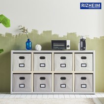 리즈하임 1600 2단 책장 8칸 거실 서재 아이방 아기방 카페 책꽂이 가로형, 연그레이크림