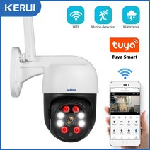 가정용감시카메라 실외용 무선와이파이cctv ip카메라 kerui 1080p 3mp ptz wifi 무선 tuya 스마트 홈 보안 4x 디지털 줌 돔 비디오, 1080p 및 32GB 카드, 협력사, au 플러그