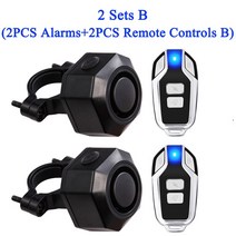 자동차경보기 자동차도난방지Sectyme 무선 방수 자전거 오토바이 전기 도난 경보 USB 충전 원격 제어 진동, 06 2 Sets Alarm B
