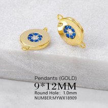 비즈공예 원석 공장 골드 컬러 황동과 지르콘 라운드 매력 펜던트 목걸이 팔찌 귀걸이 Diy 쥬얼리 액세서리, 01 Gold_01 9X12MM
