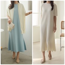 홀가먼트 울100 봄 반팔 임산부 니트 롱 원피스 in