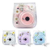 fujifilm mini 11 9 8 투명 케이스 보호 휴대용 가방 커버 포함 숄더 스트랩 보관 가방, 노란색