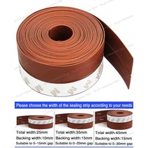 5 색 1-10M 길이 창문 바닥 자체 접착 실리콘 고무 씰 풍화 스트립 도어 씰링 바 창 씰링 테이프, 갈색, 폭 35mm
