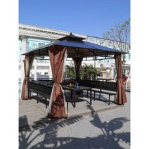 조립식원두막 별장 가제보 테라스 펜션 정원, 4X4m+삼면좌석+테이블