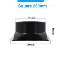 덕트 75-300mm ABS 플랜지 덕트 팬 호스 커넥터 주방 후드 환기 파이프 용 공기 어댑터 배기구 연결, 12 Square 250mm