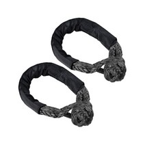 2Pcs 합성 소프트 걸쇠 밧줄 1/2 quot38000lbs 항해 SUV ATV 트럭 복구 등반 견인에 대 한, [02] Black