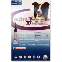 VECTRA 3D 6팩 블루 중형견용 21-55파운드 미국 버전 EPA 등록(벼룩 진드기 모기 이 진드기 및 모래 파리 방제)