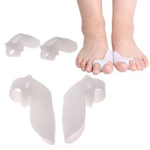 2pcs 실리콘 젤 엄지 교정기 bunion 작은 발가락 보호기 분리기 hallux valgus 손가락 직선기 발 관리 구호 패드, 협력사, 흰색 2