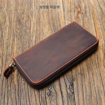 YAPOGI 레트로 미친 말 가죽 남성 지갑 첫 번째 레이어 소 가죽 대용량 핸드백 가죽 긴 지갑 지퍼 수제 지갑 YAPOGI